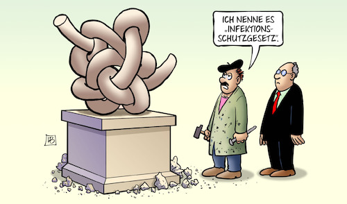 Cartoon: Infektionsknoten (medium) by Harm Bengen tagged infektionsschutzgesetz,corona,lauterbach,buschmann,bildhauer,knoten,kunstwerk,harm,bengen,cartoon,karikatur,infektionsschutzgesetz,corona,lauterbach,buschmann,bildhauer,knoten,kunstwerk,harm,bengen,cartoon,karikatur