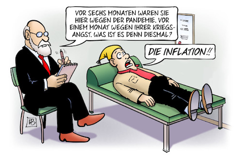 Cartoon: Inflationsangst (medium) by Harm Bengen tagged michel,psychiater,psychologe,angst,corona,pandemie,kriegsangst,inflation,russland,ukraine,krieg,harm,bengen,cartoon,karikatur,michel,psychiater,psychologe,angst,corona,pandemie,kriegsangst,inflation,russland,ukraine,krieg,harm,bengen,cartoon,karikatur