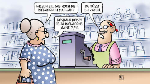 Cartoon: Inflationsrate (medium) by Harm Bengen tagged inflation,mai,raten,inflationsrate,susemil,laden,sommer,harm,bengen,cartoon,karikatur,inflation,mai,raten,inflationsrate,susemil,laden,sommer,harm,bengen,cartoon,karikatur