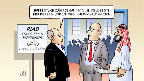 Cartoon: Investorenkonferenz Riad (medium) by Harm Bengen tagged riad,investorenkonferenz,kronprinz,salman,waffenexportstopp,kunde,waffenhandel,tod,tot,istanbul,konsulat,botschaft,türkei,saudi,arabien,khashoggi,mord,harm,bengen,cartoon,karikatur,riad,investorenkonferenz,kronprinz,salman,waffenexportstopp,kunde,waffenhandel,tod,tot,istanbul,konsulat,botschaft,türkei,saudi,arabien,khashoggi,mord,harm,bengen,cartoon,karikatur