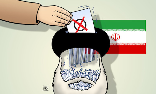 Cartoon: Iran-Präsidentenwahl (medium) by Harm Bengen tagged iran,präsidentenwahl,schreddern,kopf,wahlurne,ebrahim,raisi,harm,bengen,cartoon,karikatur,iran,präsidentenwahl,schreddern,kopf,wahlurne,ebrahim,raisi,harm,bengen,cartoon,karikatur