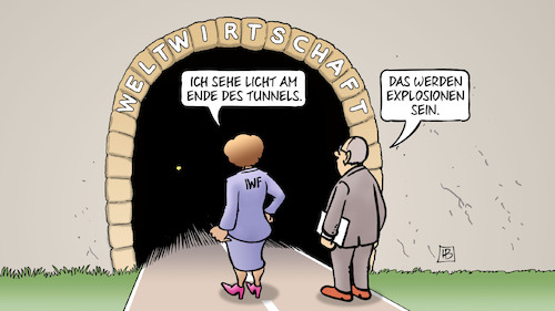 Cartoon: IWF-Prognose (medium) by Harm Bengen tagged weltwirtschaft,licht,ende,tunnels,iwf,prognose,explosionen,krieg,ukraine,russland,harm,bengen,cartoon,karikatur,weltwirtschaft,licht,ende,tunnels,iwf,prognose,explosionen,krieg,ukraine,russland,harm,bengen,cartoon,karikatur