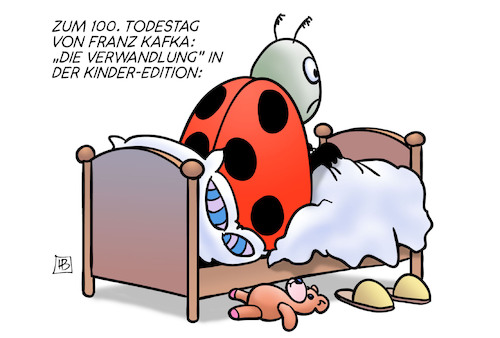 Cartoon: Kafka (medium) by Harm Bengen tagged 100,todestag,franz,kafka,verwandlung,kinder,edition,insekt,käfer,marienkäfer,schriftsteller,harm,bengen,cartoon,karikatur,100,todestag,franz,kafka,verwandlung,kinder,edition,insekt,käfer,marienkäfer,schriftsteller,harm,bengen,cartoon,karikatur