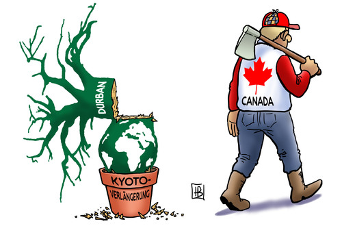 Cartoon: Kanada und Kyoto (medium) by Harm Bengen tagged klima,klimagipfel,klimakatastrophe,durban,kyoto,protokoll,globale,erderwaermung,gipfel,kanada,canada,ausstieg,abkommen,holzfaeller,axt,baum,topf,klima,klimagipfel,klimakatastrophe,durban,kyoto,protokoll,klimawandel