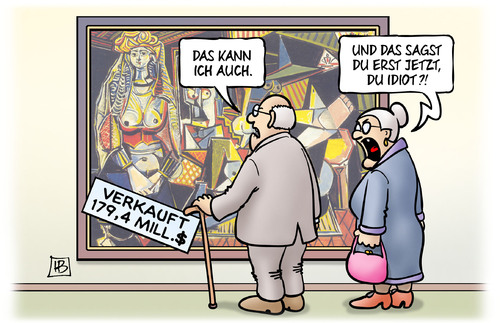 Cartoon: Kann ich auch (medium) by Harm Bengen tagged idiot,kunst,picasso,bild,gemälde,versteigerung,christies,harm,bengen,cartoon,karikatur,idiot,kunst,picasso,bild,gemälde,versteigerung,christies,harm,bengen,cartoon,karikatur