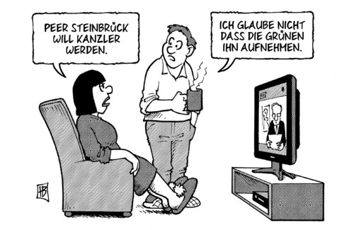 Cartoon: Kanzlerkandidat Steinbrück (medium) by Harm Bengen tagged kanzlerkandidat,kanzler,kandidat,kandidatur,kandidieren,steinbrück,peer,spd,grüne,partei,bundestagswahl,wahl,bundestag