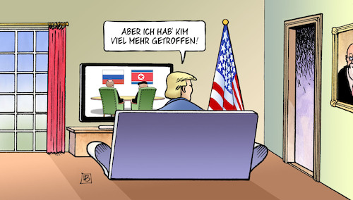 Cartoon: Kim-Putin-Trump (medium) by Harm Bengen tagged tv,trump,putin,kim,jong,un,nordkorea,russland,gipfel,treffen,wladiwostok,harm,bengen,cartoon,karikatur,tv,trump,putin,kim,jong,un,nordkorea,russland,gipfel,treffen,wladiwostok,harm,bengen,cartoon,karikatur