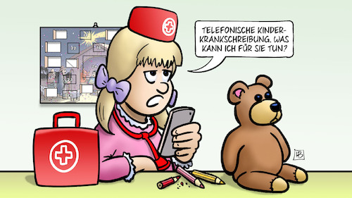 Cartoon: Kinderkrankschreibung (medium) by Harm Bengen tagged telefonische,kinderkrankschreibung,adventskalender,teddy,arzt,handy,harm,bengen,cartoon,karikatur,telefonische,kinderkrankschreibung,adventskalender,teddy,arzt,handy,harm,bengen,cartoon,karikatur