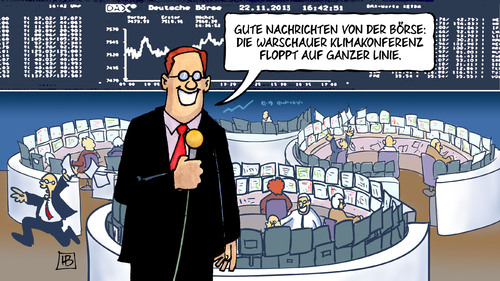 Cartoon: Klima und Börse (medium) by Harm Bengen tagged nachrichten,börse,dax,industrie,kosten,klima,klimakonferenz,warschau,lobby,polen,un,klimaerwärmung,co2,harm,bengen,cartoon,karikatur,nachrichten,börse,dax,industrie,kosten,klima,klimakonferenz,warschau,lobby,polen,un,klimaerwärmung,co2,harm,bengen,cartoon,karikatur