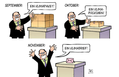 Cartoon: Klimapaket schrumpft (medium) by Harm Bengen tagged klimapaket,bundesregierung,schrumpfen,päckchen,brief,september,oktober,november,klimaerwärmung,klimaschutz,sockel,präsentation,präsentieren,harm,bengen,cartoon,karikatur,klimapaket,bundesregierung,schrumpfen,päckchen,brief,september,oktober,november,klimaerwärmung,klimaschutz,sockel,präsentation,präsentieren,harm,bengen,cartoon,karikatur