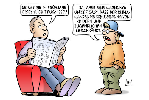 Cartoon: Klimawandel und Schulbildung (medium) by Harm Bengen tagged frühjahr,zeugnisse,vater,sohn,warnung,unicef,klimawandel,schulbildung,kinder,jugendliche,harm,bengen,cartoon,karikatur,frühjahr,zeugnisse,vater,sohn,warnung,unicef,klimawandel,schulbildung,kinder,jugendliche,harm,bengen,cartoon,karikatur