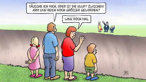 Cartoon: Kluft zwischen Arm und Reich (medium) by Harm Bengen tagged kluft,zwischen,armut,reichtum,soziales,abgrund,schlucht,familien,harm,bengen,cartoon,karikatur,kluft,zwischen,armut,reichtum,soziales,abgrund,schlucht,familien,harm,bengen,cartoon,karikatur