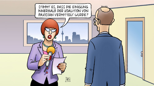 Cartoon: Koalitionseinigung vermittelt (medium) by Harm Bengen tagged koalitionseinigung,einigung,koalition,pakistan,vermittelt,merz,berlin,interview,harm,bengen,cartoon,karikatur,koalitionseinigung,einigung,koalition,pakistan,vermittelt,merz,berlin,interview,harm,bengen,cartoon,karikatur
