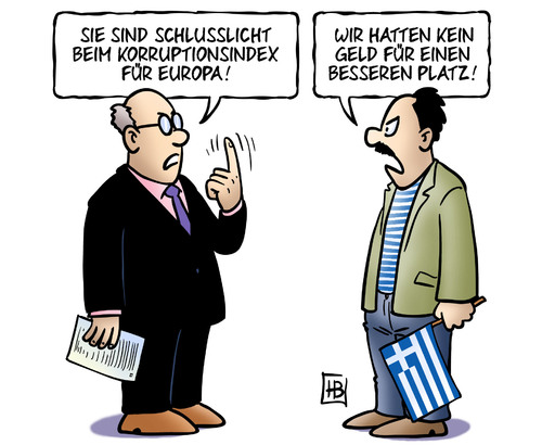 Cartoon: Korruptionsindex (medium) by Harm Bengen tagged korruptionsindex,europa,bestechung,griechenland,transparency,ranking,geld,schulden,euro,rettungspakete,harm,bengen,cartoon,karikatur,korruptionsindex,europa,bestechung,griechenland,transparency,ranking,geld,schulden,euro,rettungspakete,harm,bengen,cartoon,karikatur