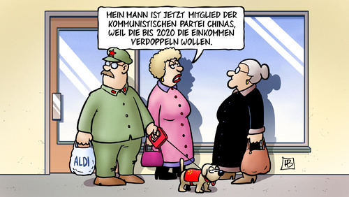 Cartoon: KP China (medium) by Harm Bengen tagged mann,mitglied,kommunistische,partei,kp,china,2020,einkommen,verdoppeln,parteitag,führungswechsel,harm,bengen,cartoon,karikatur,mann,mitglied,kommunistische,partei,kp,china,2020,einkommen,verdoppeln,parteitag,führungswechsel,harm,bengen,cartoon,karikatur