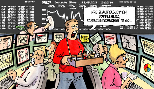 Cartoon: Kreislauftabletten (medium) by Harm Bengen tagged bauchladen,verkauf,doppelherz,kreislauf,gift,schierlingsbecher,börsenkurse,börse,finanzen,finanzmarkt,finanzmärkte,turbulenzen,crash,absturz,verlust,krise,wirtschaftskrise,ezb,banken,euro,dollar,rettungsschirm,spekulation,iwf,g7,rating,europa,usa,eurostoxx,dowjones,nasdaq,bauchladen,verkauf,doppelherz,kreislauf,gift,schierlingsbecher,börsenkurse,turbulenzen,finanzmärkte,finanzmarkt,finanzen,crash