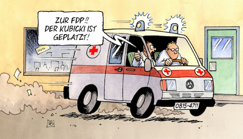 Cartoon: Kubicki geplatzt (medium) by Harm Bengen tagged fdp,kubicki,geplatzt,schleswig,holstein,wahl,kranlenwagen,rettungswagen,blaulicht,harm,bengen,cartoon,karikatur,fdp,kubicki,geplatzt,schleswig,holstein,wahl,kranlenwagen,rettungswagen,blaulicht,harm,bengen,cartoon,karikatur