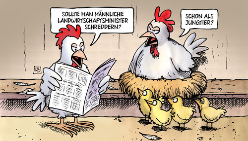 Cartoon: Kükenschreddern (medium) by Harm Bengen tagged männliche,landwirtschaftsminister,schmidt,csu,schreddern,huhn,hühner,küken,jungtier,tierschutz,legehennen,legebatterien,harm,bengen,cartoon,karikatur,männliche,landwirtschaftsminister,schmidt,csu,schreddern,huhn,hühner,küken,jungtier,tierschutz,legehennen,legebatterien,harm,bengen,cartoon,karikatur