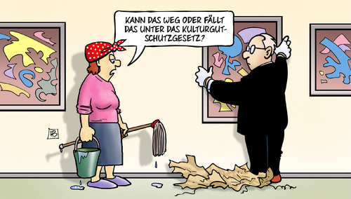 Cartoon: Kulturgutschutz (medium) by Harm Bengen tagged kunst,museum,bilder,kulturgutschutzgesetz,putzfrau,harm,bengen,cartoon,karikatur,kunst,museum,bilder,kulturgutschutzgesetz,putzfrau,harm,bengen,cartoon,karikatur