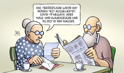 Cartoon: Laborergebnis (medium) by Harm Bengen tagged tierärztliches,labor,test,ausgewertet,covid,19,negativ,maul,klauenseuche,mauser,susemli,corona,coronavirus,ansteckung,pandemie,epidemie,krankheit,schaden,harm,bengen,cartoon,karikatur,tierärztliches,labor,test,ausgewertet,covid,19,negativ,maul,klauenseuche,mauser,susemli,corona,coronavirus,ansteckung,pandemie,epidemie,krankheit,schaden,harm,bengen,cartoon,karikatur