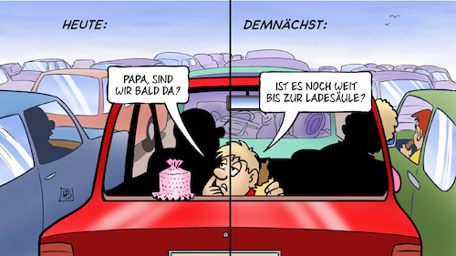 Cartoon: Ladeinfrastruktur (medium) by Harm Bengen tagged ladeinfrastruktur,kfz,auto,kind,stau,emobilität,elektroauto,strom,ladesäulen,ladestation,harm,bengen,cartoon,karikatur,ladeinfrastruktur,kfz,auto,kind,stau,emobilität,elektroauto,strom,ladesäulen,ladestation,harm,bengen,cartoon,karikatur