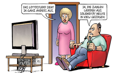 Cartoon: Lottostudio (medium) by Harm Bengen tagged lottostudio,lottozahlen,tv,zahlen,solidarität,kiew,ziehung,krieg,ukraine,russland,harm,bengen,cartoon,karikatur,lottostudio,lottozahlen,tv,zahlen,solidarität,kiew,ziehung,krieg,ukraine,russland,harm,bengen,cartoon,karikatur