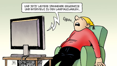 Cartoon: LT-Wahlen-Ergebnisse (medium) by Harm Bengen tagged spannende,ergebnisse,interviews,landtagswahlen,prognosen,rheinland,pfalz,baden,wuerttemberg,schlafen,michel,sessel,langweilig,harm,bengen,cartoon,karikatur,spannende,ergebnisse,interviews,landtagswahlen,prognosen,rheinland,pfalz,baden,wuerttemberg,schlafen,michel,sessel,langweilig,harm,bengen,cartoon,karikatur