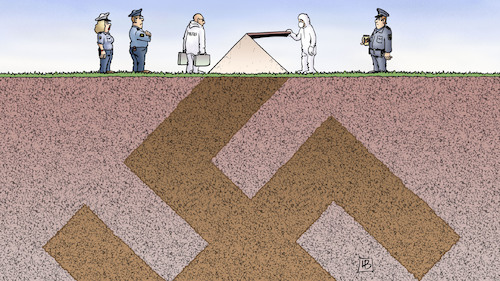 Cartoon: Lübcke-Ermittlungen (medium) by Harm Bengen tagged lübcke,mord,ermittlungen,polizei,nazis,hakenkreuz,netzwerk,unterirdisch,harm,bengen,cartoon,karikatur,lübcke,mord,ermittlungen,polizei,nazis,hakenkreuz,netzwerk,unterirdisch,harm,bengen,cartoon,karikatur