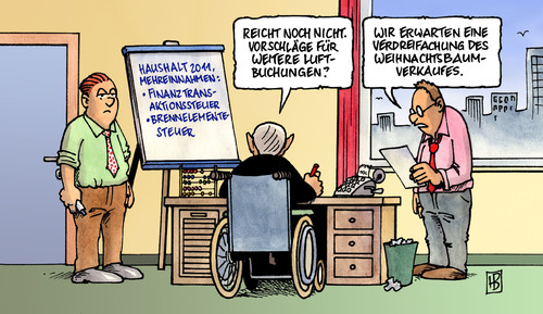 Cartoon: Luftbuchungen (medium) by Harm Bengen tagged luftbuchungen,haushalt,kabinett,bundesregierung,finanzminister,schäuble,brennelementesteuer,finanztransaktionssteuer,weihnachtsbaumverkauf,luftbuchungen,haushalt,kabinett,bundesregierung,finanzminister,wolfgang schäuble,brennelementesteuer,finanztransaktionssteuer,wolfgang,schäuble