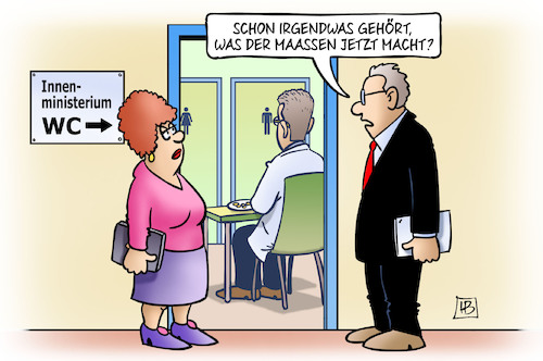 Cartoon: Maaßen-Verwendung (medium) by Harm Bengen tagged verwendung,maaßen,innenministerium,wc,klofrau,klomann,seehofer,entlassung,harm,bengen,cartoon,karikatur,verwendung,maaßen,innenministerium,wc,klofrau,klomann,seehofer,entlassung,harm,bengen,cartoon,karikatur