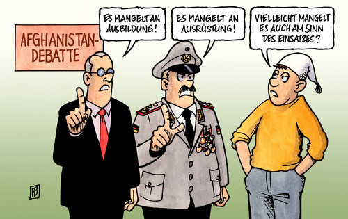 Cartoon: Mangel an Sinn (medium) by Harm Bengen tagged mangel,sinn,ausbildung,ausruestung,robbe,wehrbeauftragter,sprache,afghanistan,kandahar,kundus,guttenberg,verteidigungsminister,krieg,bundeswehr,taliban,karsai,isaf,aufstand,einsatz,militaer,tod,vernichtung,untergang,mangel,sinn,ausbildung,ausrüstung,robbe,wehrbeauftragter,sprache,afghanistan,kandahar,kundus,guttenberg,verteidigungsminister,krieg,bundeswehr,taliban,karsai,isaf,aufstand,einsatz,vernichtung,untergang