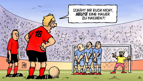 Cartoon: Mauer (medium) by Harm Bengen tagged mauer,jahrestag,ddr,ulbricht,kalter,krieg,udssr,fußball,strafstoß,mauer,jahrestag,ddr,kalter krieg,udssr,fußball,strafstoß,kalter,krieg