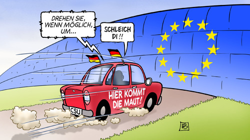 Cartoon: Maut-Mauer (medium) by Harm Bengen tagged mauer,maut,pkw,auto,kfz,dobrindt,verkehrsminister,groko,bundesregierung,csu,eu,europa,harm,bengen,cartoon,karikatur,mauer,maut,pkw,auto,kfz,dobrindt,verkehrsminister,groko,bundesregierung,csu,eu,europa,harm,bengen,cartoon,karikatur