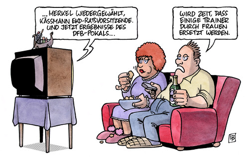 Cartoon: Merkel-Kässmann-DFB-Pokal (medium) by Harm Bengen tagged merkel,kässmann,dfb,pokal,bundeskanzler,kanzlerin,wiederwahl,bundestag,vereidigung,ekd,protestanten,ratsvorsitzende,fernsehen,fussball,angela merkel,kässmann,dfb,pokal,bundeskanzler,kanzlerin,kanzler,vereidigung,ekd,ratsvorsitzende,fernsehen,tv,fussball,fußball,angela,merkel