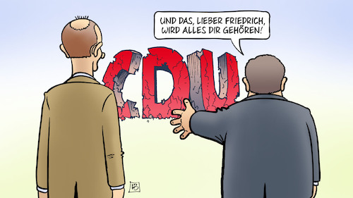 Cartoon: Merz übernimmt (medium) by Harm Bengen tagged friedrich,merz,übernimmt,laschet,parteivorsitz,cdu,wahl,parteitag,harm,bengen,cartoon,karikatur,friedrich,merz,übernimmt,laschet,parteivorsitz,cdu,wahl,parteitag,harm,bengen,cartoon,karikatur