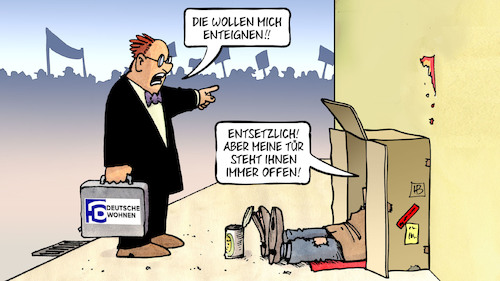 Cartoon: Mieten und Enteignung (medium) by Harm Bengen tagged mieten,enteignung,deutsche,wohnen,volksentscheid,demonstration,bettler,harm,bengen,cartoon,karikatur,mieten,enteignung,deutsche,wohnen,volksentscheid,demonstration,bettler,harm,bengen,cartoon,karikatur