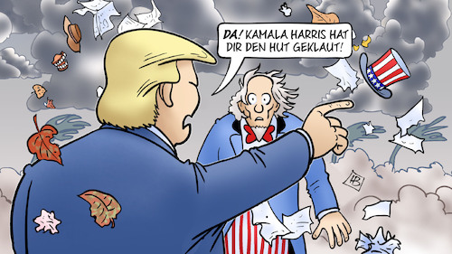 Cartoon: Milton und Trump (medium) by Harm Bengen tagged kamala,harris,hut,geklaut,wahlkampf,lügen,milton,trump,usa,uncle,sam,florida,sturm,hurrikan,wirbelsturm,klimaerwärmung,klimawandel,harm,bengen,cartoon,karikatur,kamala,harris,hut,geklaut,wahlkampf,lügen,milton,trump,usa,uncle,sam,florida,sturm,hurrikan,wirbelsturm,klimaerwärmung,klimawandel,harm,bengen,cartoon,karikatur