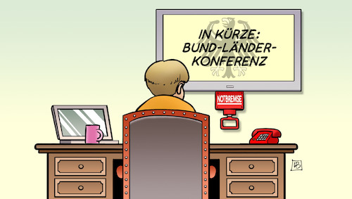 Cartoon: MP-Notbremse (medium) by Harm Bengen tagged merkel,videokonferenz,bund,länder,konferenz,notbremse,corona,harm,bengen,cartoon,karikatur,merkel,videokonferenz,bund,länder,konferenz,notbremse,corona,harm,bengen,cartoon,karikatur