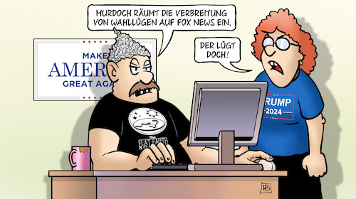 Cartoon: Murdoch-Lügen (medium) by Harm Bengen tagged murdoch,wahllügen,fox,news,lügen,computer,trump,usa,verschwörungstheoretiker,maga,harm,bengen,cartoon,karikatur,murdoch,wahllügen,fox,news,lügen,computer,trump,usa,verschwörungstheoretiker,maga,harm,bengen,cartoon,karikatur