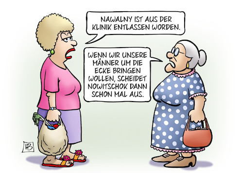 Cartoon: Nawalny entlassen (medium) by Harm Bengen tagged nawalny,klinik,entlassung,russland,vergiftung,mord,ehe,männer,gift,kampfstoff,nowitschok,susemil,jutta,harm,bengen,cartoon,karikatur,nawalny,klinik,entlassung,russland,vergiftung,mord,ehe,männer,gift,kampfstoff,nowitschok,susemil,jutta,harm,bengen,cartoon,karikatur