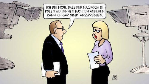 Cartoon: Nawrocki (medium) by Harm Bengen tagged nawrocki,trzaskowski,polen,präsident,wahl,aussprechen,tv,studio,harm,bengen,cartoon,karikatur,nawrocki,trzaskowski,polen,präsident,wahl,aussprechen,tv,studio,harm,bengen,cartoon,karikatur
