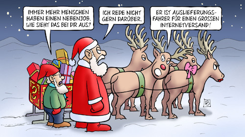 Cartoon: Nebenjobs (medium) by Harm Bengen tagged nebenjobs,arbeit,auslieferungsfahrer,internetversand,amazon,weihnachten,weihnachtsmann,harm,bengen,cartoon,karikatur,nebenjobs,arbeit,auslieferungsfahrer,internetversand,amazon,weihnachten,weihnachtsmann,harm,bengen,cartoon,karikatur