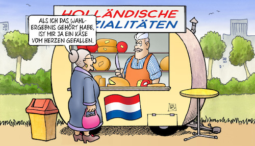 Cartoon: NL-Wahl-Ergebnis (medium) by Harm Bengen tagged susemil,niederlande,holland,wahl,kaese,harm,bengen,cartoon,karikatur,susemil,niederlande,holland,wahl,kaese,harm,bengen,cartoon,karikatur