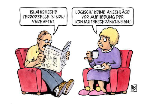 Cartoon: NRW-Terrorzelle (medium) by Harm Bengen tagged islamistische,terrorzelle,nrw,verhaftet,anschläge,aufhebung,kontaktbeschränkungen,corona,coronavirus,ansteckung,pandemie,epidemie,krankheit,schaden,harm,bengen,cartoon,karikatur,islamistische,terrorzelle,nrw,verhaftet,anschläge,aufhebung,kontaktbeschränkungen,corona,coronavirus,ansteckung,pandemie,epidemie,krankheit,schaden,harm,bengen,cartoon,karikatur