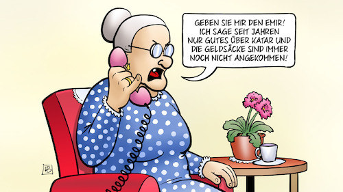 Cartoon: Nur gutes über Katar (medium) by Harm Bengen tagged telefon,susemil,emir,gutes,geldsäcke,parlamentsvizepräsidentin,katar,eu,europa,korrution,bestechnung,geld,kaili,harm,bengen,cartoon,karikatur,telefon,susemil,emir,gutes,geldsäcke,parlamentsvizepräsidentin,katar,eu,europa,korrution,bestechnung,geld,kaili,harm,bengen,cartoon,karikatur