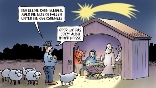 Cartoon: Obergrenze oder so (medium) by Harm Bengen tagged krippe,jesus,maria,josef,polizist,eltern,weihnachten,obergrenze,parteitag,karlsruhe,junge,union,merkel,cdu,csu,bundesparteitag,regierung,fluechtlinge,asyl,harm,bengen,cartoon,karikatur,krippe,jesus,maria,josef,polizist,eltern,weihnachten,obergrenze,parteitag,karlsruhe,junge,union,merkel,cdu,csu,bundesparteitag,regierung,fluechtlinge,asyl,harm,bengen,cartoon,karikatur