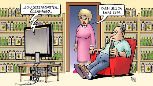 Cartoon: Ölembargo (medium) by Harm Bengen tagged eu,europa,tv,aussenminister,ölembargo,speiseöl,hamsterkäufe,russland,ukraine,krieg,harm,bengen,cartoon,karikatur,eu,europa,tv,aussenminister,ölembargo,speiseöl,hamsterkäufe,russland,ukraine,krieg,harm,bengen,cartoon,karikatur