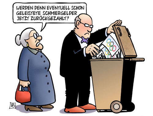 Cartoon: Olympia-Müll (medium) by Harm Bengen tagged schmiergelder,korruption,sport,olympia,referendum,hamburg,kiel,abstimmung,muell,susemil,harm,bengen,cartoon,karikatur,schmiergelder,korruption,sport,olympia,referendum,hamburg,kiel,abstimmung,muell,susemil,harm,bengen,cartoon,karikatur