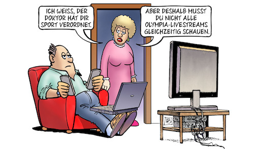Cartoon: Olympia-Streams (medium) by Harm Bengen tagged arzt,doktor,sport,verordnet,tv,olympia,livestreams,laptop,handy,harm,bengen,cartoon,karikatur,arzt,doktor,sport,verordnet,tv,olympia,livestreams,laptop,handy,harm,bengen,cartoon,karikatur
