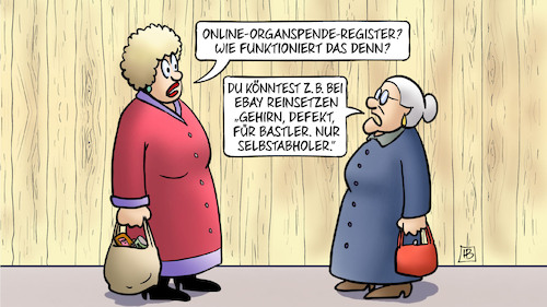 Cartoon: Organspende-Register (medium) by Harm Bengen tagged online,organspende,register,ebay,gehirn,selbstabholer,susemil,jutta,zaun,harm,bengen,cartoon,karikatur,online,organspende,register,ebay,gehirn,selbstabholer,susemil,jutta,zaun,harm,bengen,cartoon,karikatur